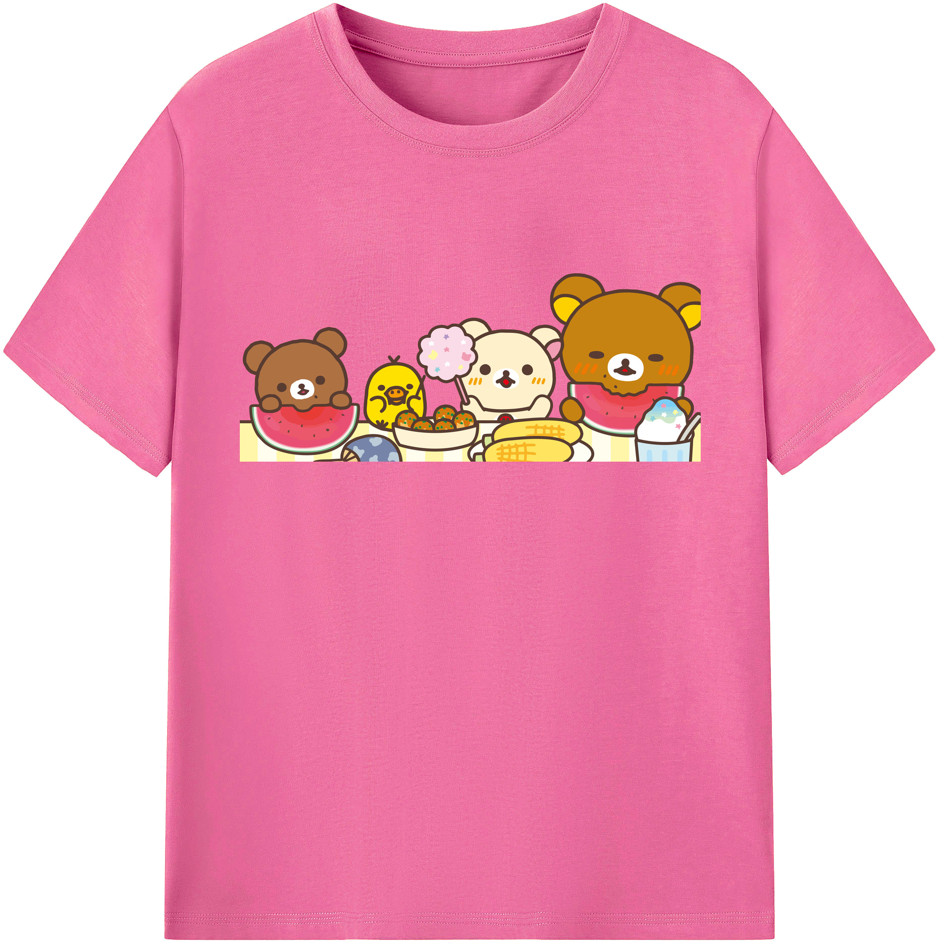 （画像用） リラックマ リラックマ キイロイトリ Rilakkuma Korilakkuma Kiiroitori レディースカジュアルプリントTシャツ（綿100％）